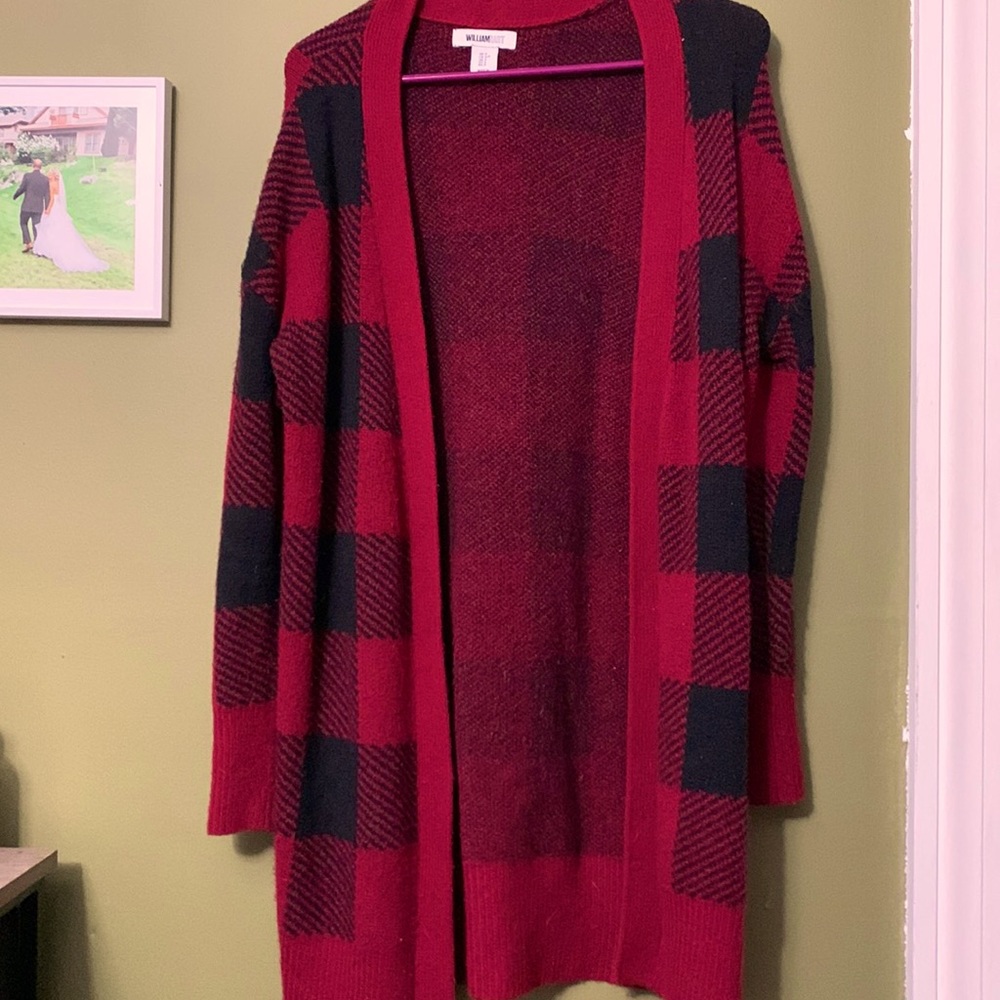 Small red & black plaid cardigan